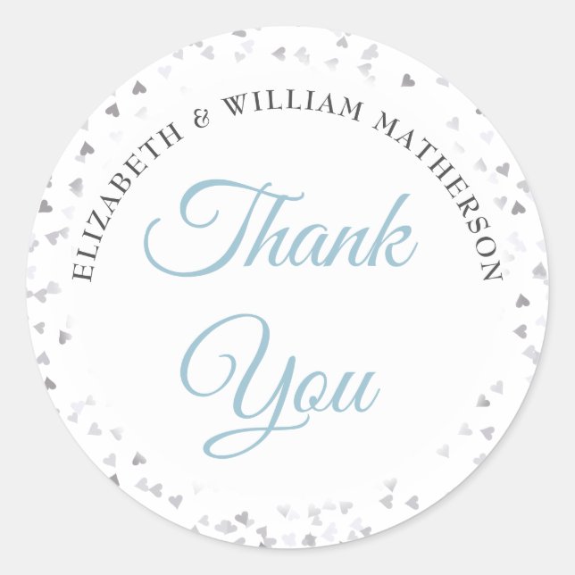 Sticker Rond Script Merci Love Hearts Confetti (Devant)