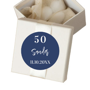 Sticker Rond Script minimaliste bleu foncé