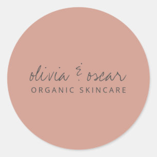 Sticker Rond Script minimaliste moderne manuscrit Rose poussiér