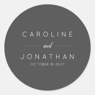 Sticker Rond Script minimaliste moderne Noir mariage personnali