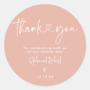 Sticker Rond Script minimaliste or rose Mariage moderne