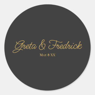 Sticker Rond Script minimaliste simple et intemporel de charbon