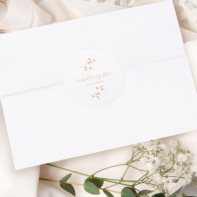 Sticker Rond Script moderne Botanique Dusty Mariage rose (Créateur téléchargé)