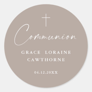 Sticker Rond Script moderne élégant Neutral Première communion