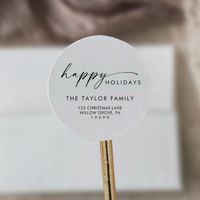 Sticker Rond Script moderne Enveloppe d'adresse de retour de va (Créateur téléchargé)