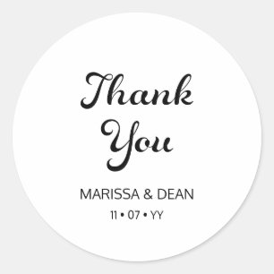 Sticker Rond Script moderne Flair minimaliste Mariage blanc