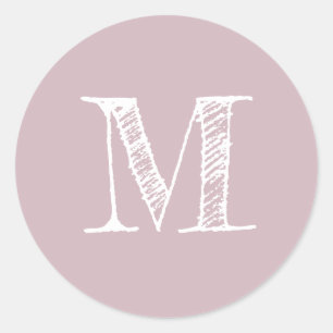Sticker Rond Script moderne Monogramme initial Pastel Purple Ét