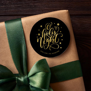 Sticker Rond Script moderne O Holy Night Christmas Classic Roun