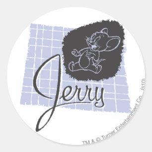 Sticker Rond Script noir et bleu Jerry