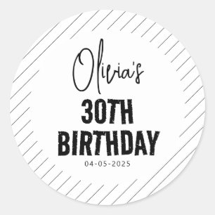 Sticker Rond Script noir moderne 30e anniversaire chic & minima