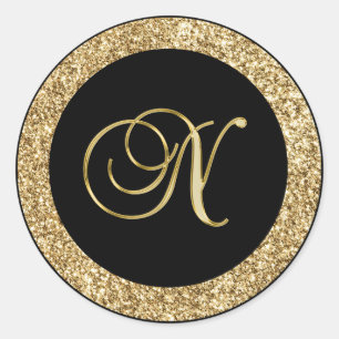 Sticker Rond Script or Monogram N