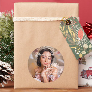 Sticker Rond Script Quinceanera photo 15e anniversaire