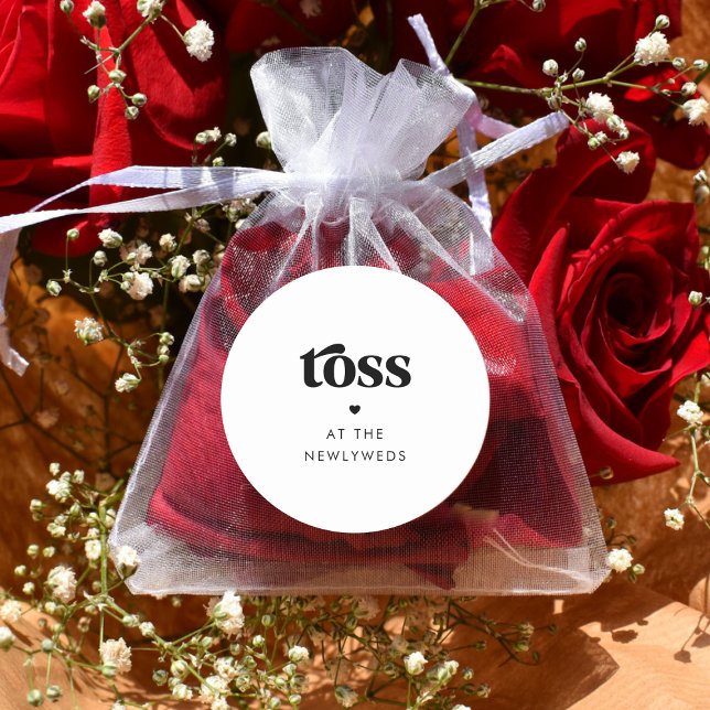 Sticker Rond Script rétro Mariage de coeur Petal Toss minimalis (Créateur téléchargé)