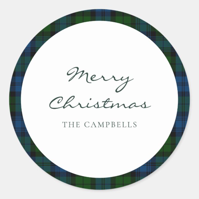Sticker Rond Script rustique plaid Campbell Tartan militaire (Devant)