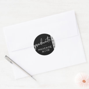 Sticker Rond Script Silver Gradué   Faux Metallic tendance