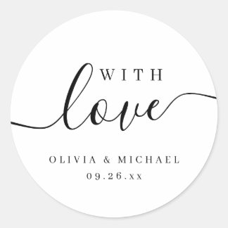 Sticker Rond Script simple et élégant avec amour mariage
