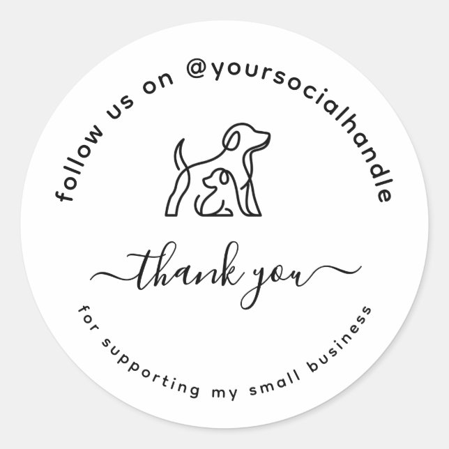 Sticker Rond  Script thank you social handle Custom logo  (Devant)