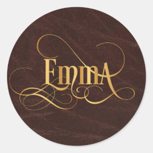 Sticker Rond Script Tourbillonnant personnalisé Emma Gold en c