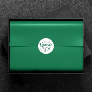 Sticker Rond Script vert simple   Chasseur Merci florissant