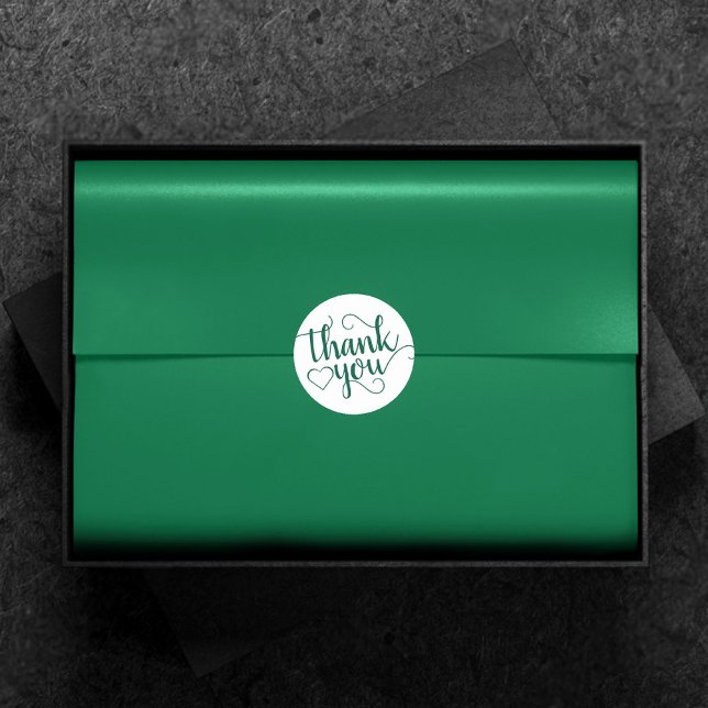 Sticker Rond Script vert simple | Chasseur Merci florissant (Créateur téléchargé)