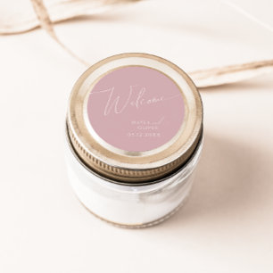 Sticker Rond Script Whimsical   Dusty Rose Mariage Bienvenue