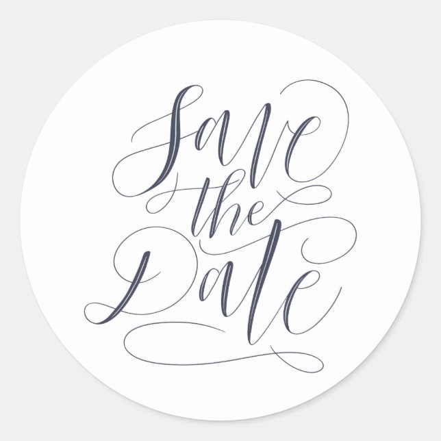 Sticker Rond Script Whimsical Enregistrer La Date (Devant)