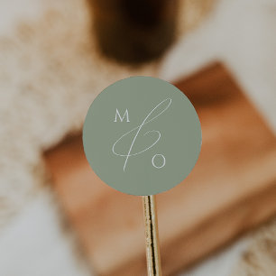 Sticker Rond Script Whimsical   Sceau de l'enveloppe du monogra