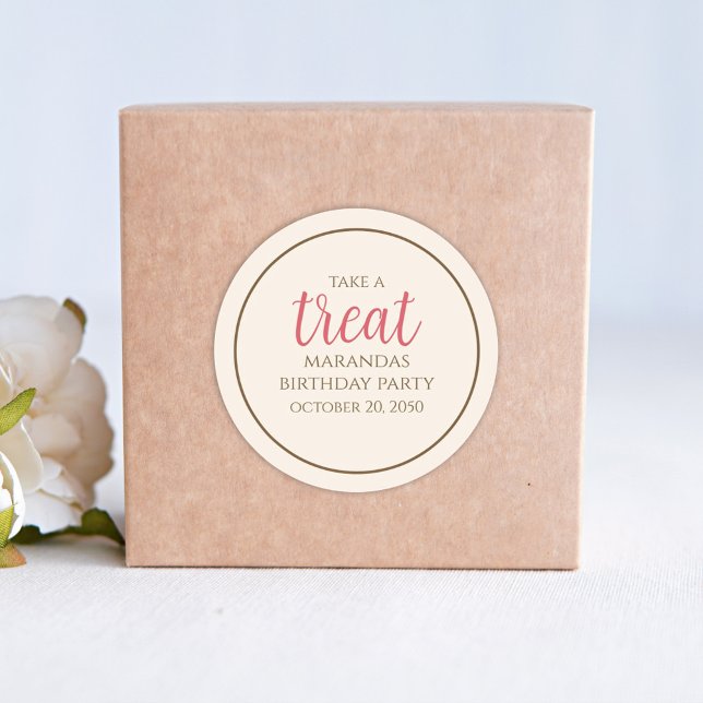 Sticker Rond Script Whimsical Simple Fun Jote Party Treat (Créateur téléchargé)