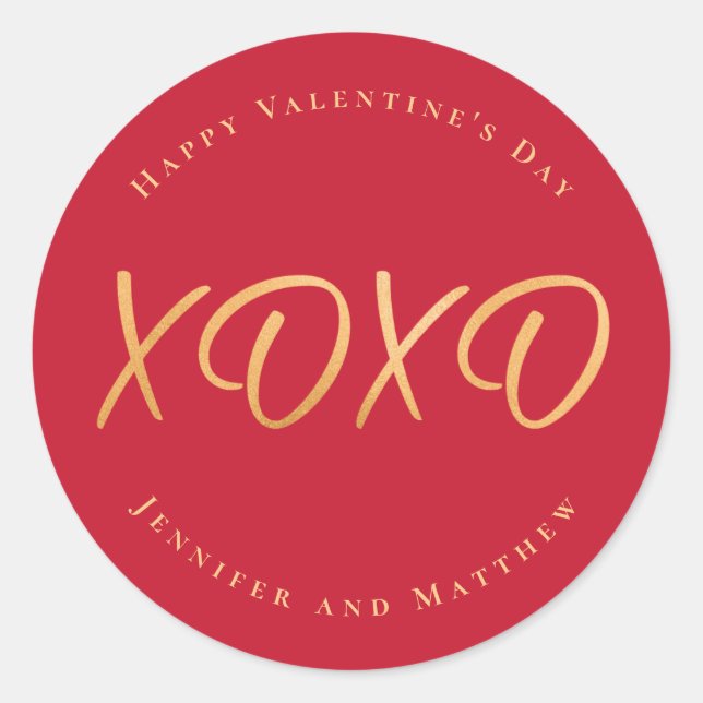 Sticker Rond Script XOXO Joyeuse Saint-Valentin Vacances (Devant)
