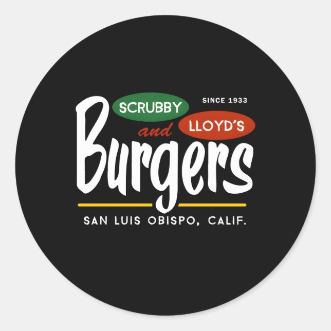 Sticker Rond Scrubby Lloyd'S Burgers San Luis Obispo Californie (Devant)