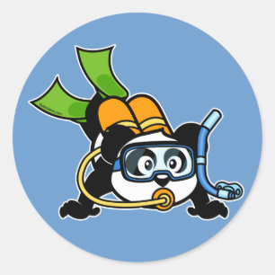 Sticker Rond Scuba Panda