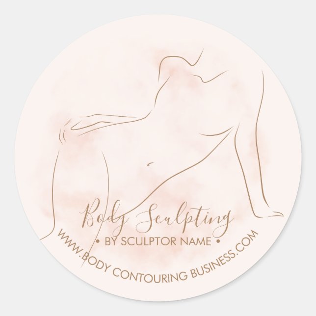 Sticker Rond Sculpture du corps contour soin femme bronzage (Devant)