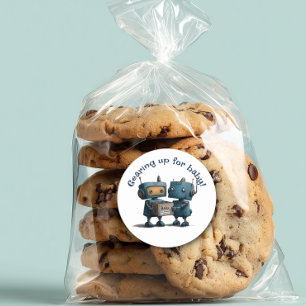 Sticker Rond Se préparer pour bébé - Baby shower robotique