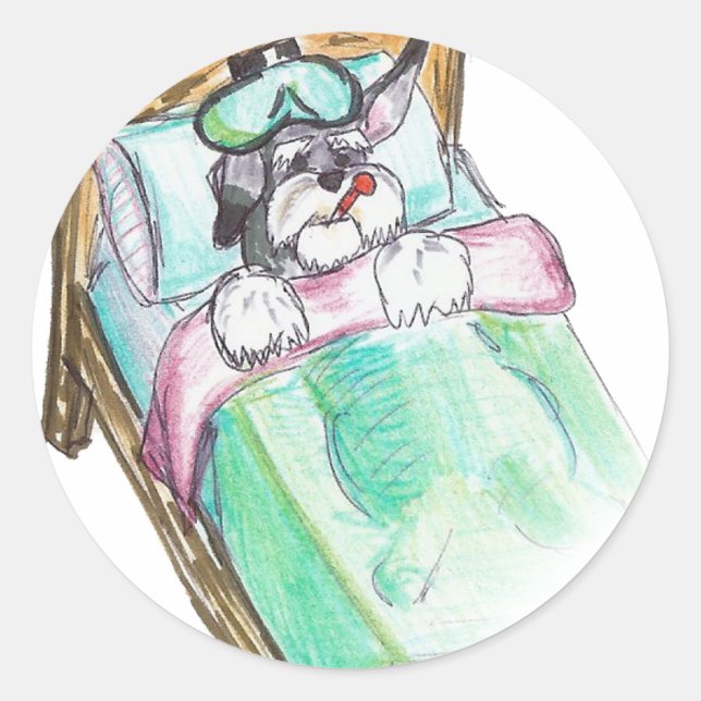 Sticker Rond se remettre bientôt : lit (Devant)