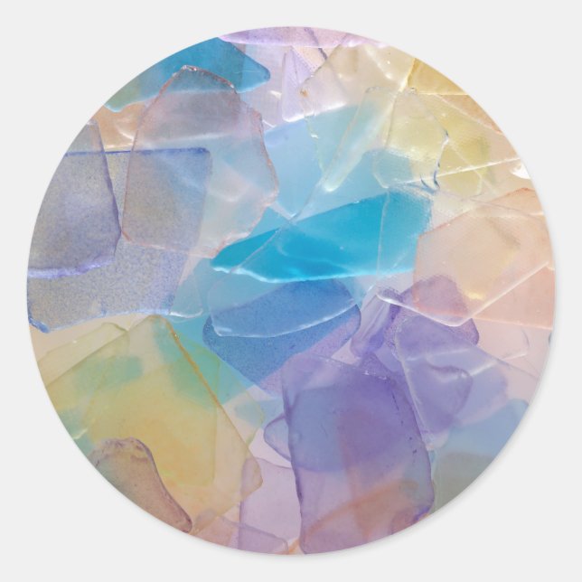 Sticker Rond Sea Glass Ocean Beach Mariage (Devant)