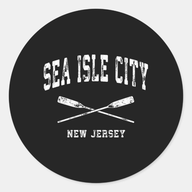Sticker Rond Sea Isle City New Jersey Nautical Crossing Oars (Devant)