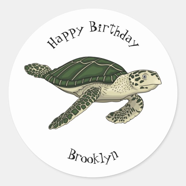 Sticker Rond Sea turtle cartoon (Devant)