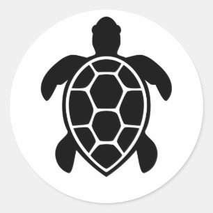 Sticker Rond Sea Turtle Silhouette Minimalist