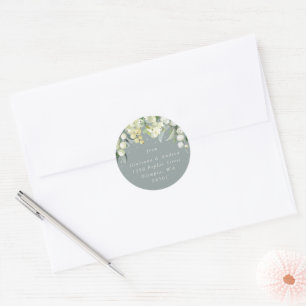 Sticker Rond Seafoam Green Snowberry+Eucalyptus Adresse