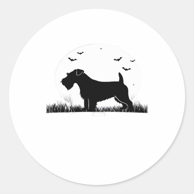 Sticker Rond Sealyham Terrier Dog � Halloween Moon Silhouette O (Devant)