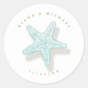 Sticker Rond Seam Beach Wedding Starfish ID837