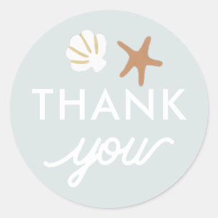 Sticker Rond Seashell Beach Starfish Cadeau Merci Favoriser