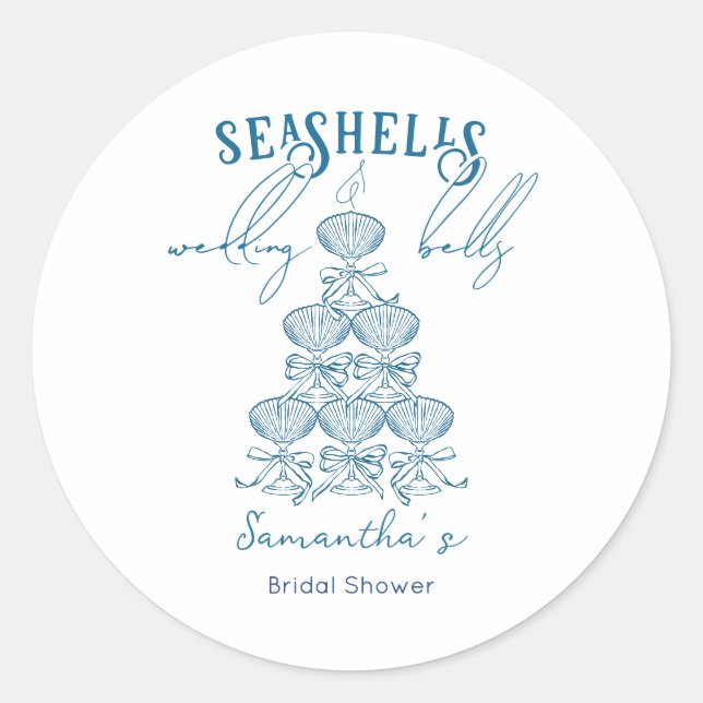 Sticker Rond Seashells & Wedding Bells Bachelorette Party (Devant)