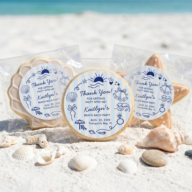 Sticker Rond Seashells & Wedding Bells Beach Bachelorette Party (Créateur téléchargé)