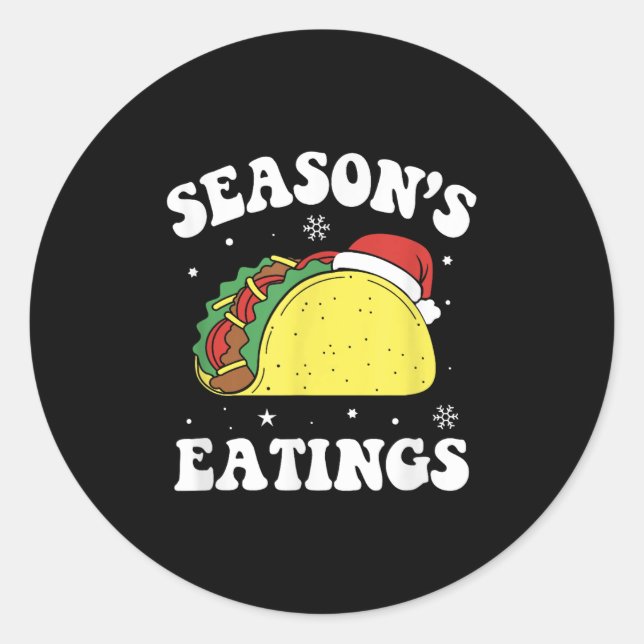 Sticker Rond Season's Eatings Funny Christmas Taco Lover  (Devant)