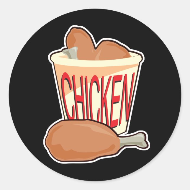 Sticker Rond seau de poulet frit (Devant)