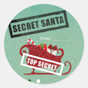 Sticker Rond Secret Père Noël Cadeau Échange Noël Fête