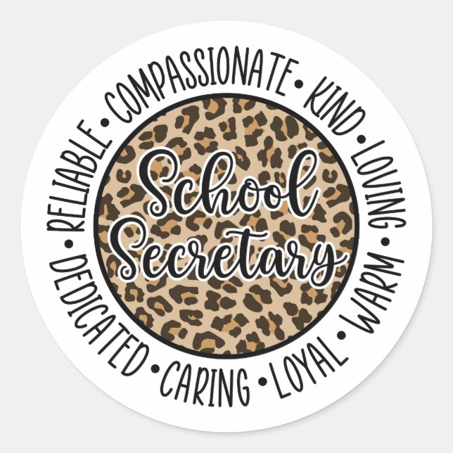Sticker Rond Secrétaire de l'école Cadeau, Secrétaire Jour de l (Devant)