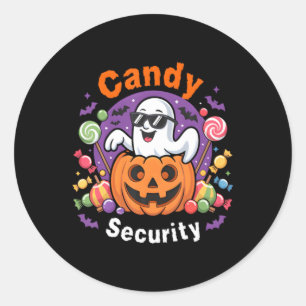 Sticker Rond Sécurité bonbons Boo Citrouille Fantôme Halloween