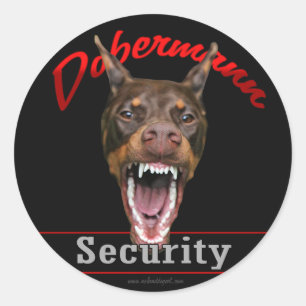 Sticker Rond Sécurité de dobermann